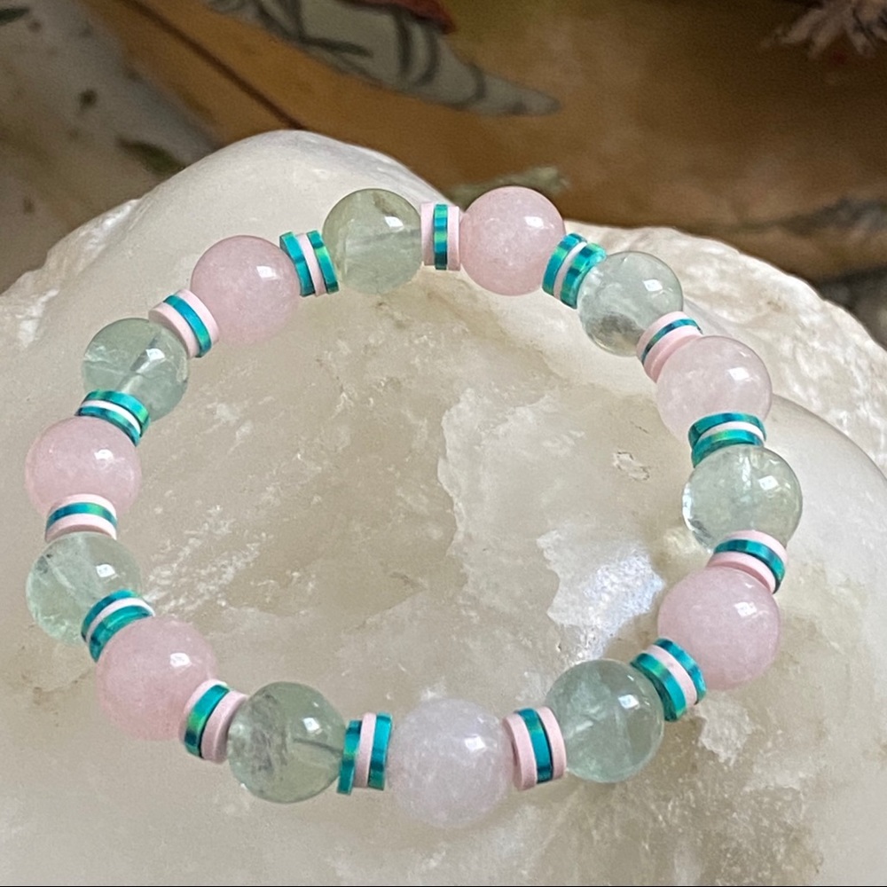 FLuorite and Rose quartz Bracelet